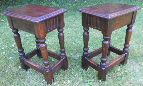 Pair Oak Joint Stools