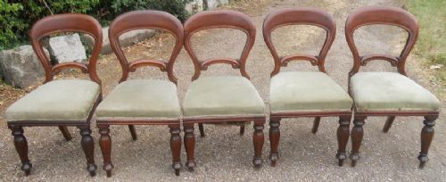 Set of Five Victorian Mahogany Dining Chairs