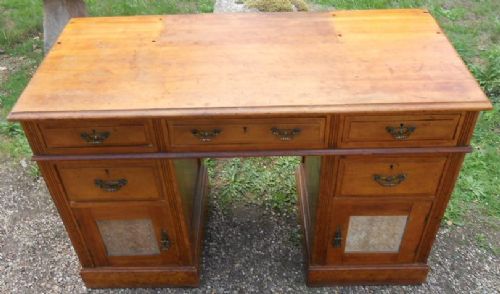 Edwardian Satin Walnut Kneehole Writing Desk