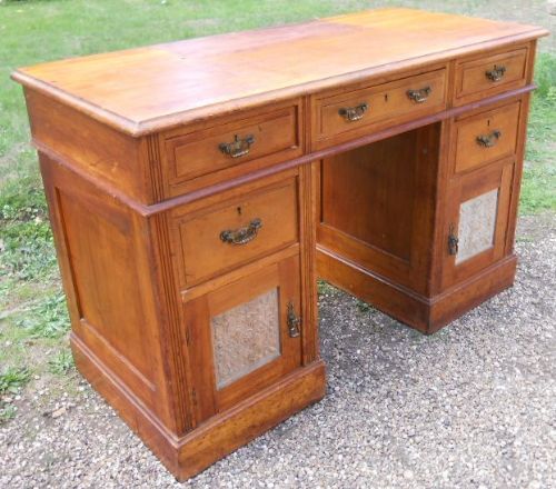 fig 1. Edwardian Satin Walnut Kneehole Writing Desk
