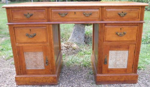 fig 2. Edwardian Satin Walnut Kneehole Writing Desk