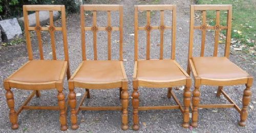 Set of Four Light Oak Dining Chairs