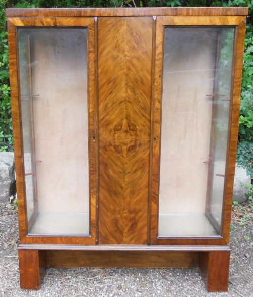 Deco Burr Walnut China Display Cabinet