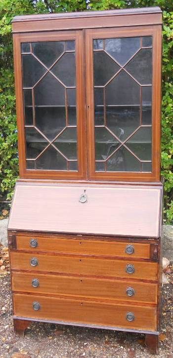 fig 1. Edwardian Inlaid Mahogany Bureau Bookcase
