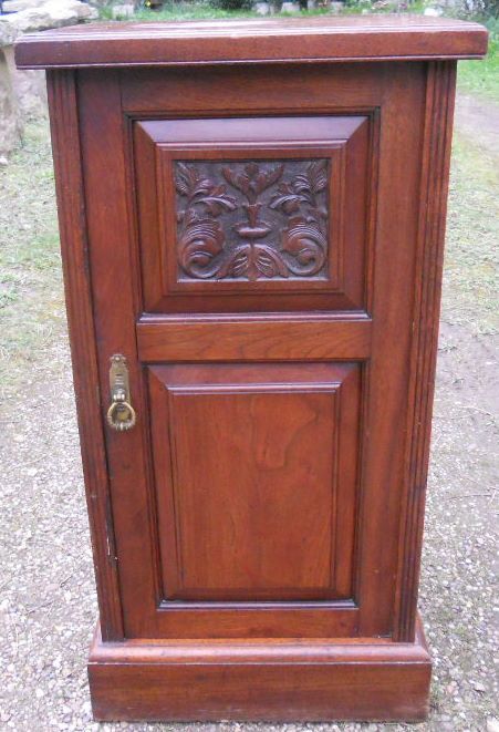 Edwardian Carved Mahogany Bedside Cabinet