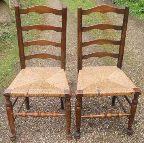 Pair Elm & Beech Ladderback Chairs