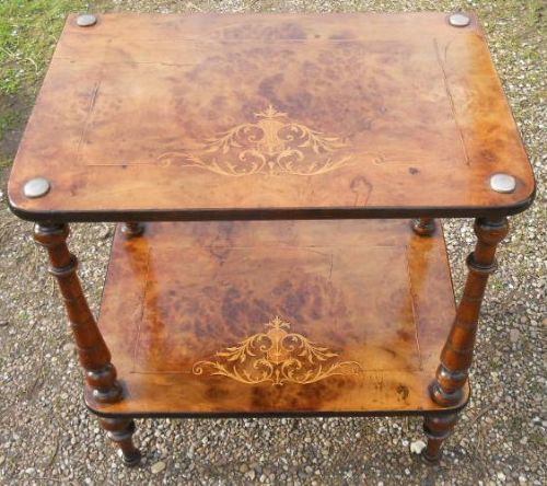 Victorian Two Tier Burr Walnut What Not Stand