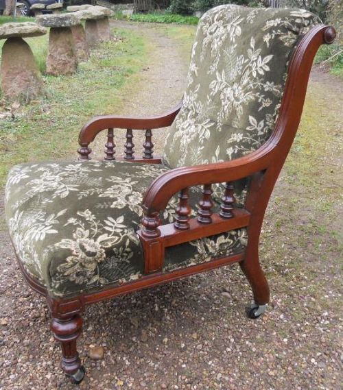 Victorian Mahogany Framed Salon Armchair