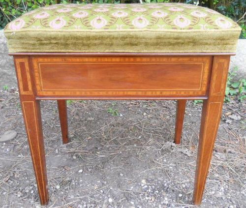 Edwardian Inlaid Mahogany Piano Stool