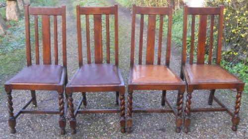 Set of Four Oak Highback Dining Chairs