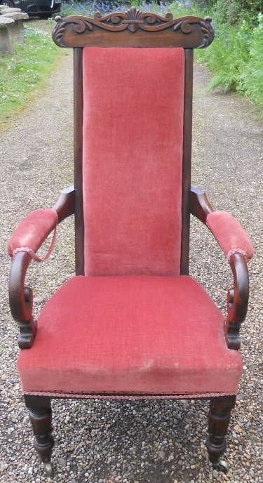 REGENCY ROSEWOOD UPHOLSTERED ARMCHAIR