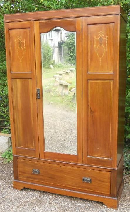 fig 1. Edwardian Inlaid Mahogany Hanging Wardrobe