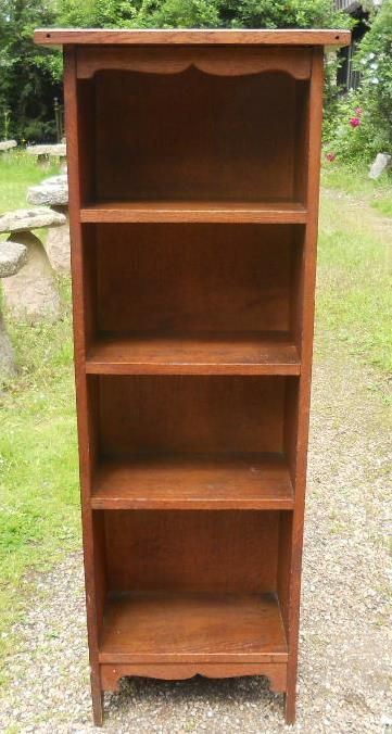 Arts & Craft Narrow Oak Open Bookcase