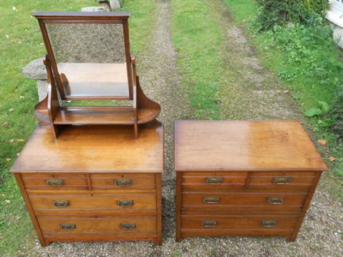 EDWARDIAN SATIN WALNUT DRESSING CHEST AND CHEST OF DRAWERS - ADDITIONAL PHOTO 2