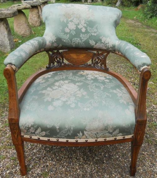 Edwardian Inlaid Mahogany Tub Armchair