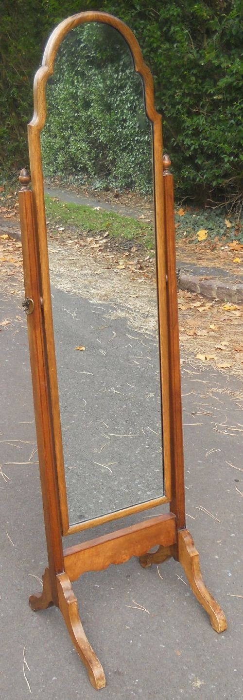 Walnut Framed Cheval Dressing Mirror