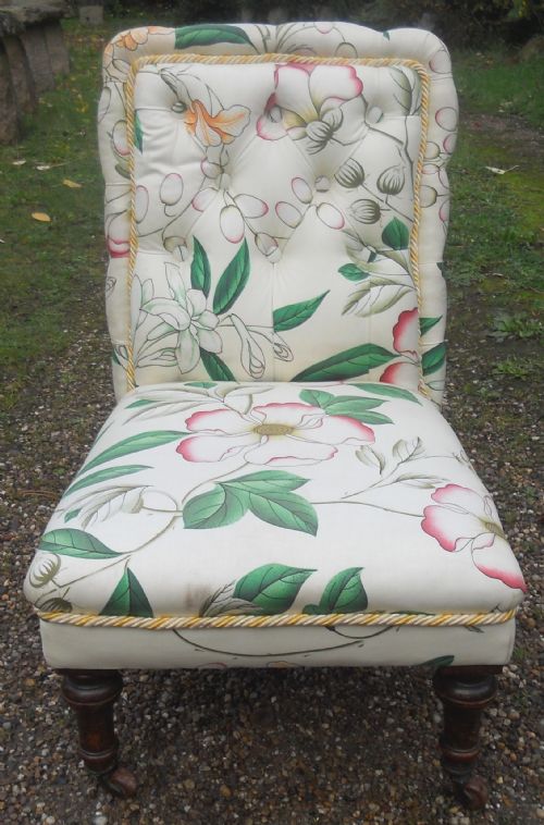 EDWARDIAN UPHOLSTERED NURSING CHAIR - ADDITIONAL PHOTO 3