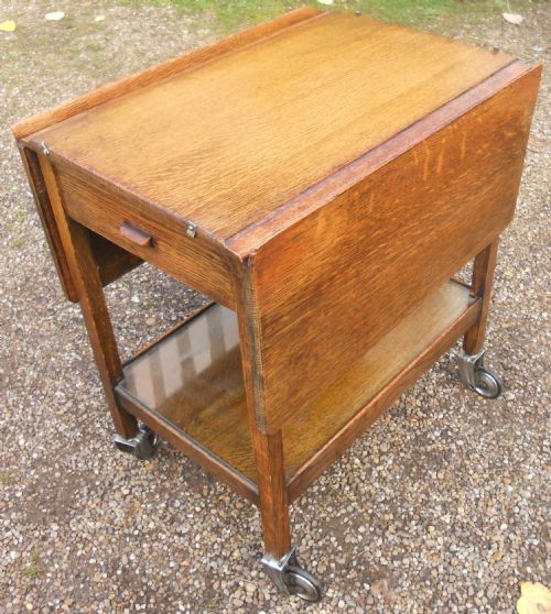 Oak Dropleaf Tea Trolley