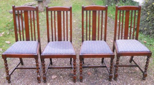 Set of Four Oak Highback Dining Chairs