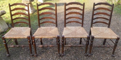 Set of Four Beech & Elm Ladderback Chairs