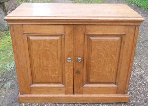 Edwardian Panelled Oak Low Cupboard