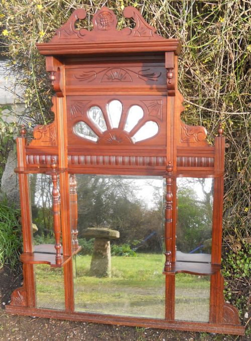 Edwardian Mahogany Overmantle Mirror