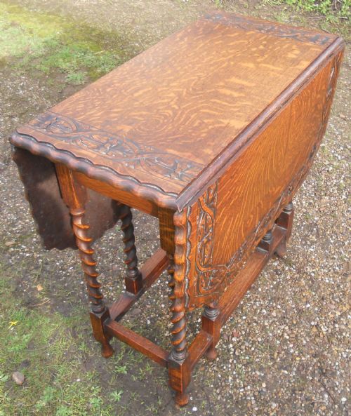 Carved Oak Small Gateleg Dining Table