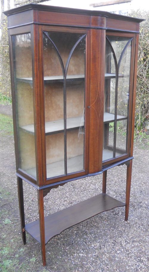 EDWARDIAN INLAID MAHOGANY CHINA DISPLAY CABINET - ADDITIONAL PHOTO 1