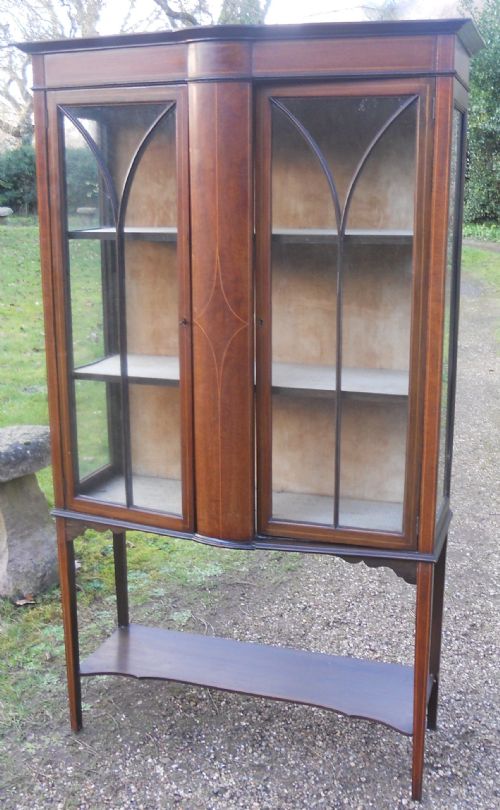 EDWARDIAN INLAID MAHOGANY CHINA DISPLAY CABINET - ADDITIONAL PHOTO 2