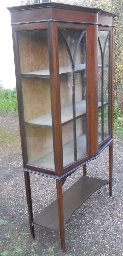 EDWARDIAN INLAID MAHOGANY CHINA DISPLAY CABINET - ADDITIONAL PHOTO 3