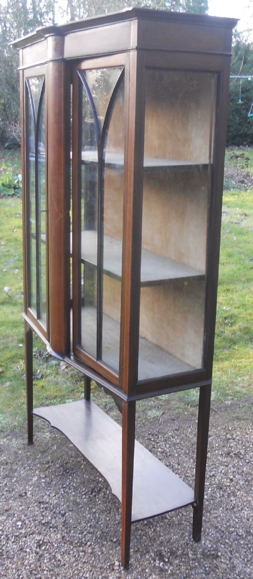 EDWARDIAN INLAID MAHOGANY CHINA DISPLAY CABINET - ADDITIONAL PHOTO 4