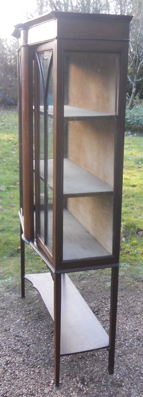 EDWARDIAN INLAID MAHOGANY CHINA DISPLAY CABINET - ADDITIONAL PHOTO 5