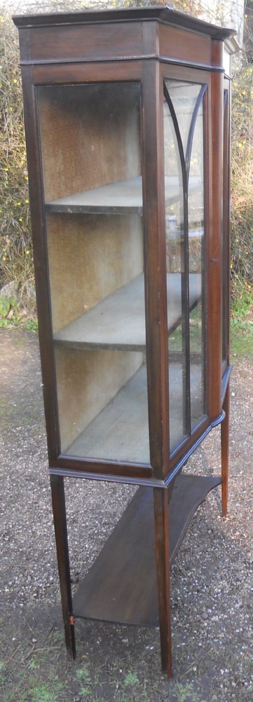 EDWARDIAN INLAID MAHOGANY CHINA DISPLAY CABINET - ADDITIONAL PHOTO 6