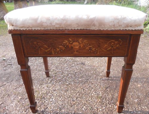 Edwardian Inlaid Mahogany Piano Stool