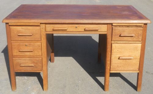 Pedestal Oak Office Writing Desk