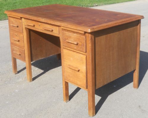 fig 1. Pedestal Oak Office Writing Desk