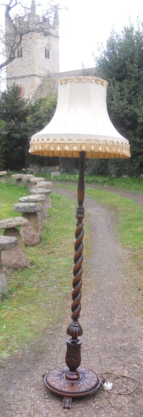 Barley Twist Oak Standard Lamp