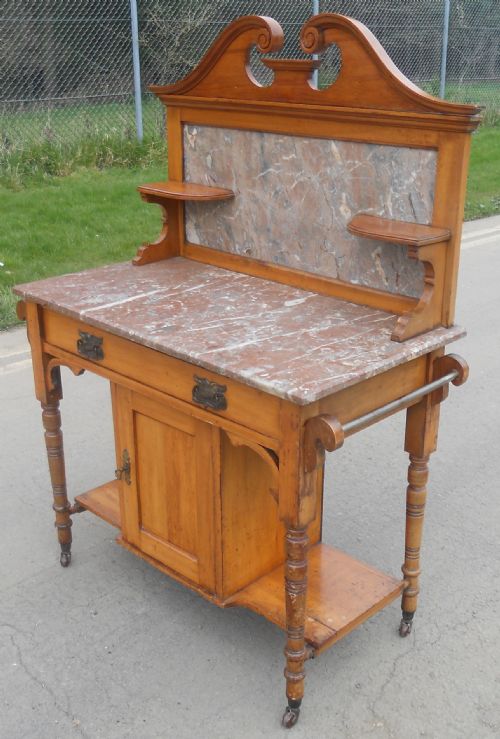 fig 1. Edwardian Satin Walnut Marble Top Washstand