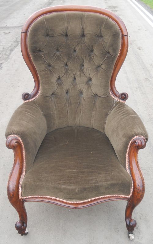 Victorian Mahogany Framed Fireside Armchair