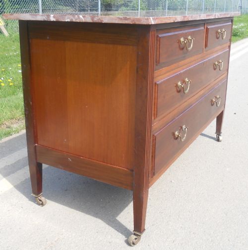 EDWARDIAN MARBLE TOP MAHOGANY CHEST OF DRAWERS - ADDITIONAL PHOTO 3