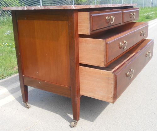 EDWARDIAN MARBLE TOP MAHOGANY CHEST OF DRAWERS - ADDITIONAL PHOTO 8