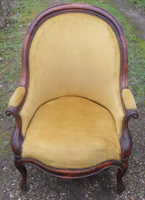 Victorian Walnut Framed Fireside Armchair
