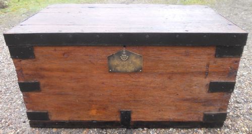 Military Metal Bound Wooden Trunk