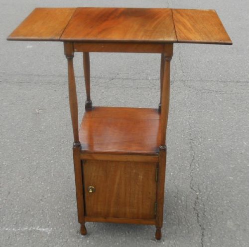 EDWARDIAN TALL MAHOGANY DROPLEAF BEDSIDE CABINET - ADDITIONAL PHOTO 5