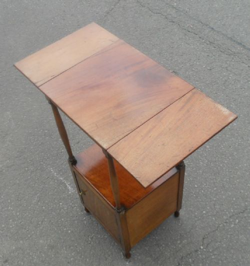 EDWARDIAN TALL MAHOGANY DROPLEAF BEDSIDE CABINET - ADDITIONAL PHOTO 6