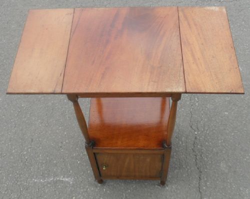 EDWARDIAN TALL MAHOGANY DROPLEAF BEDSIDE CABINET - ADDITIONAL PHOTO 7