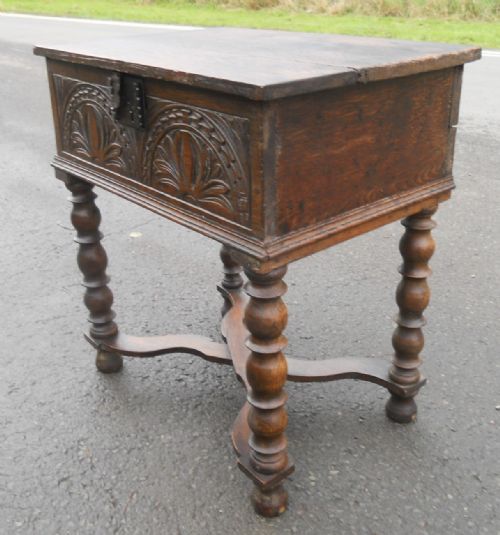 ANTIQUE OAK BIBLE BOX ON STAND - ADDITIONAL PHOTO 5