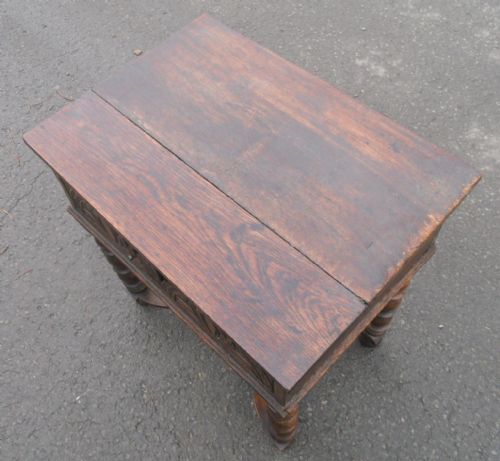 ANTIQUE OAK BIBLE BOX ON STAND - ADDITIONAL PHOTO 6
