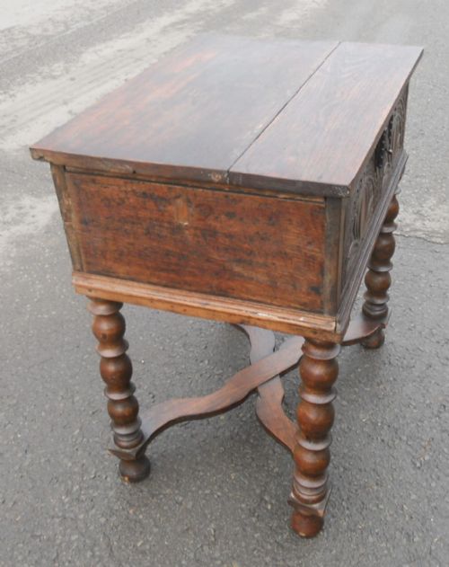 ANTIQUE OAK BIBLE BOX ON STAND - ADDITIONAL PHOTO 8