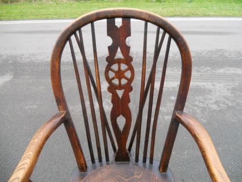 ANTIQUE ELM KITCHEN WHEELBACK ARMCHAIR - ADDITIONAL PHOTO 2